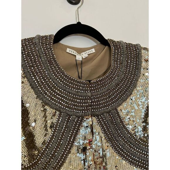 Veronica Beard Phaedra Sequin-Embellished Cropped Jacket Gold Women’s Size Small - Picture 9 of 12